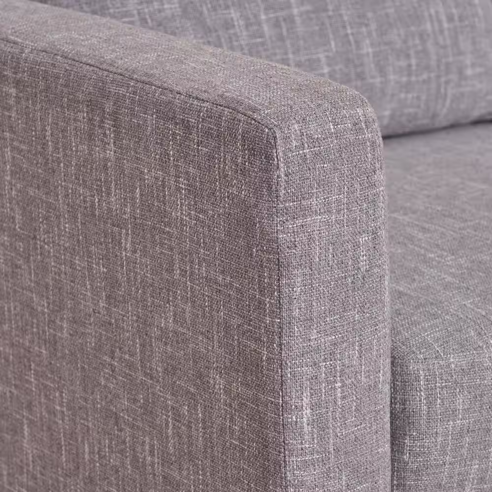 Noble House 7-Piece Gray Tweed/Dark Brown Polyester 6-Seater L-Shaped Sectional Sofa with Wood Legs