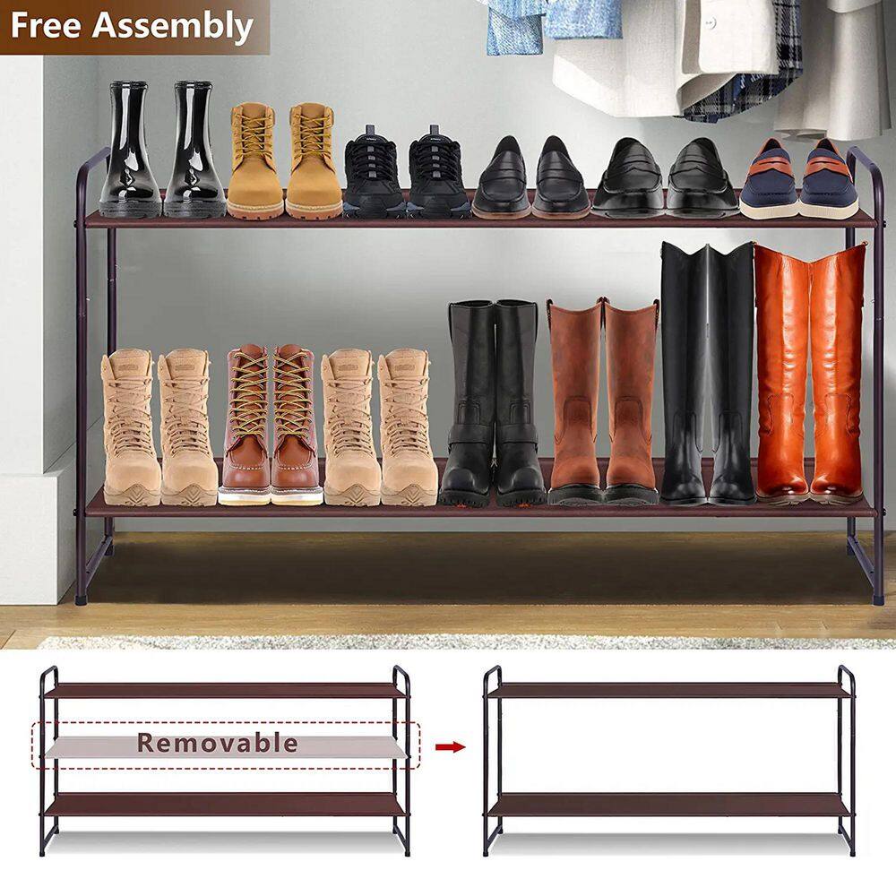 None 24.4 in. H 18-Pair Brown Metal Shoe Rack
