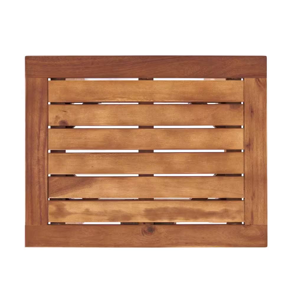 None Selma Teak 3-Piece Wood Patio Conversation Set with White Cushions