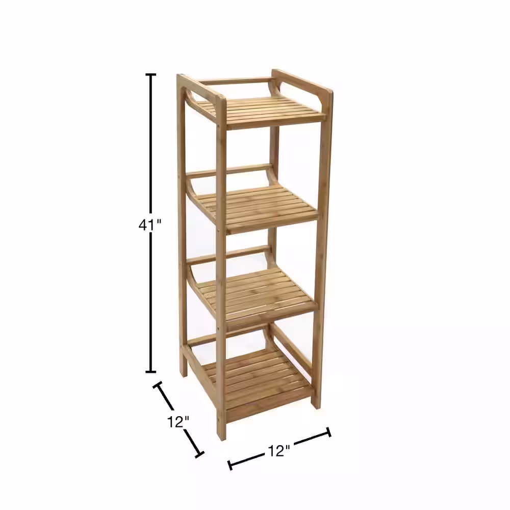 Redmon 4-Tier Bamboo Shelving Unit (12 in. W x 41 in. H x 12 in. D)