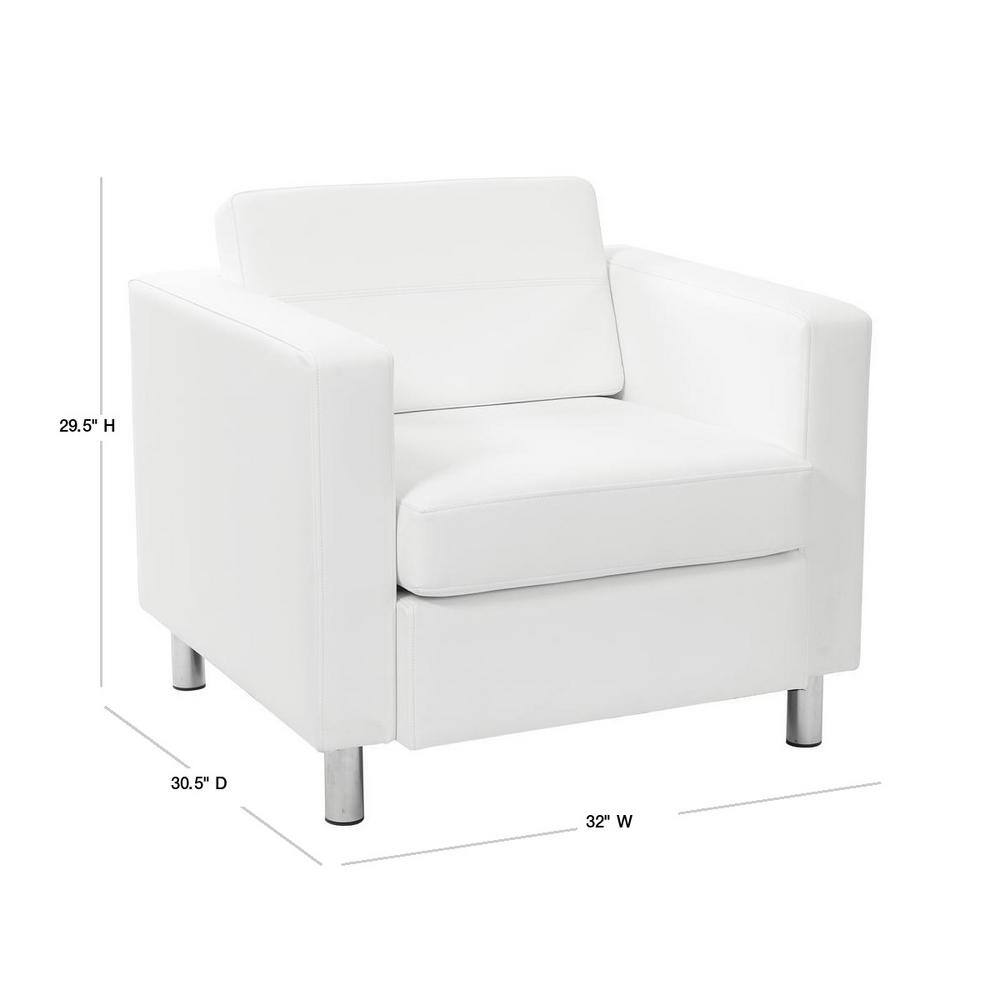 OSP Home Furnishings Pacific White Vinyl Accent Chair