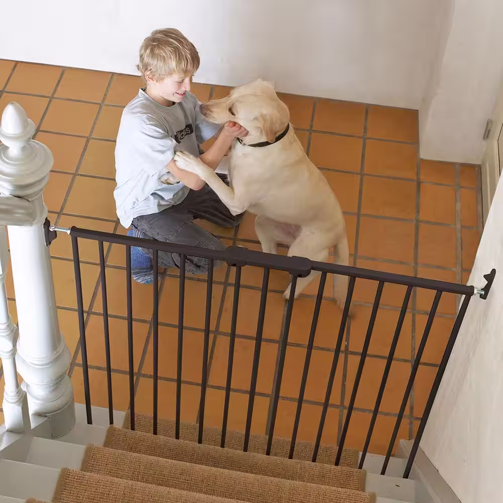 None 42 in. Extra Tall Metal Wall Mount Extending Pet Safety Gate