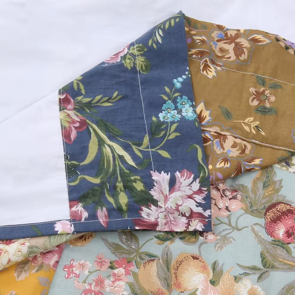 None Country Garden Fall Flowers Paisley Brooch Red Blue Beige 52 in. W x 84 in. L Rod Pocket Window Curtain Panel