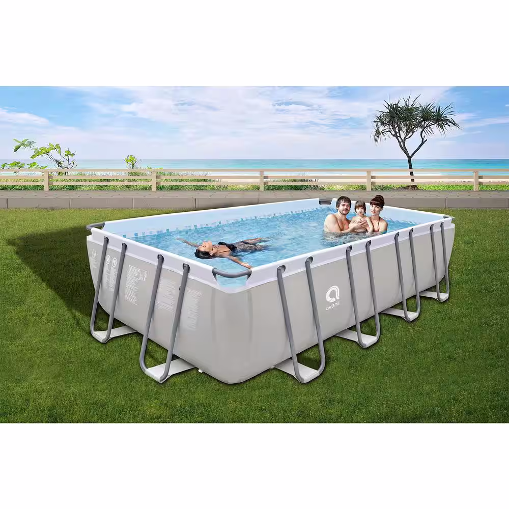 JLeisure 18 x 10 Foot Above Ground Rectangular Steel Frame Swimming Pool