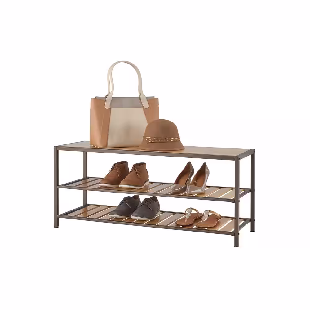 Trinity 10-Pair Bamboo Bench and Shoe Organizer