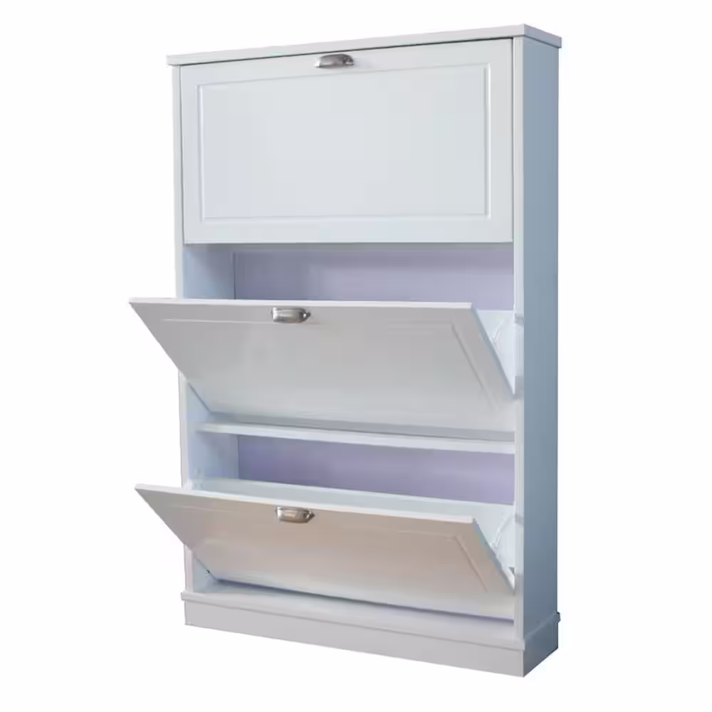 None 46 in. H x 30 in. W White Wood Shoe Storage Cabinet