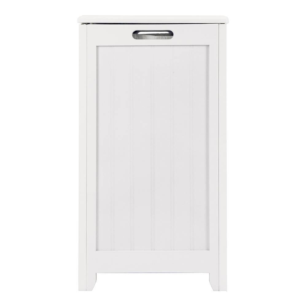 Oceanstar White Wainscot Style Rectangular Laundry Hamper