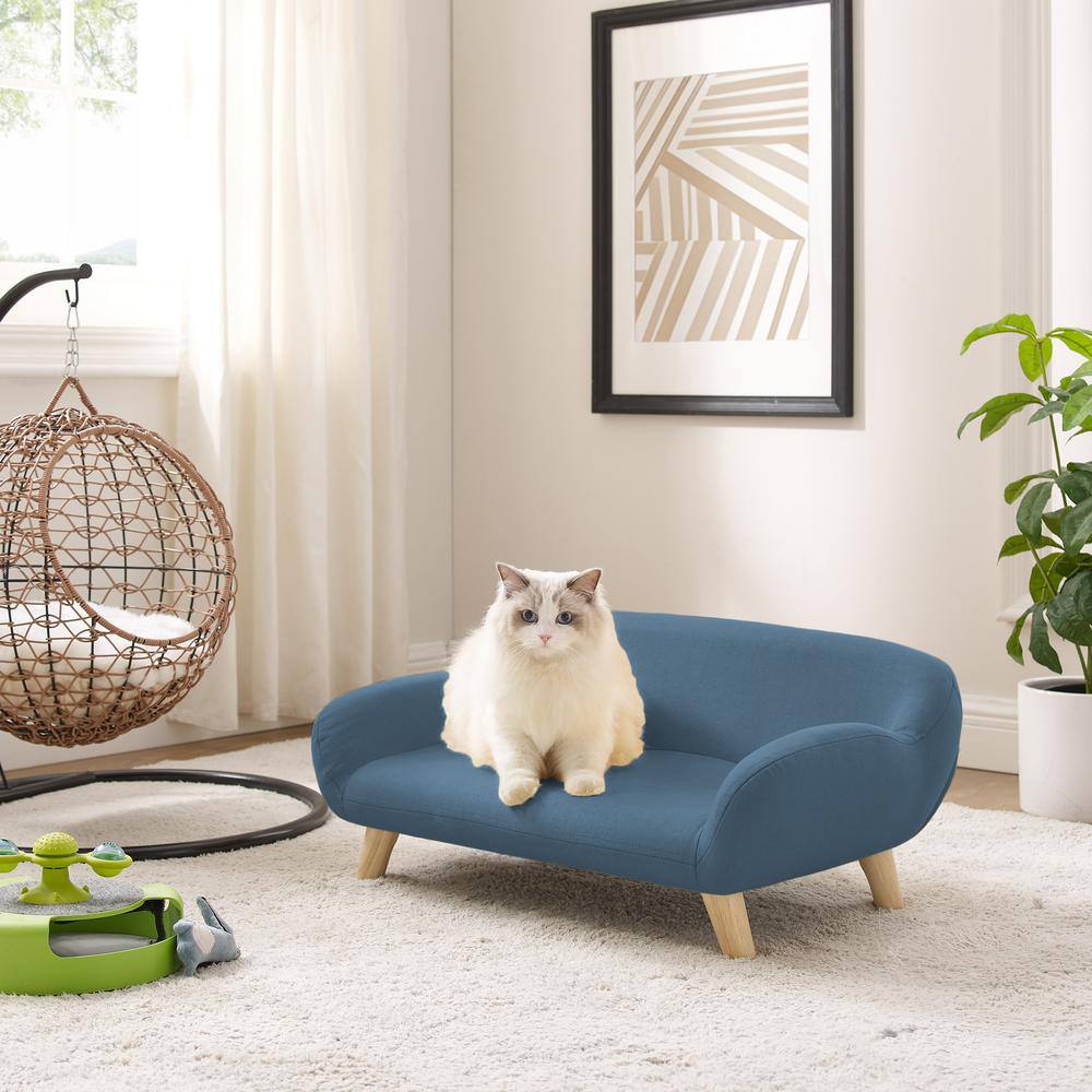 None Akkeri Medium Blue Fabric Cat Couch