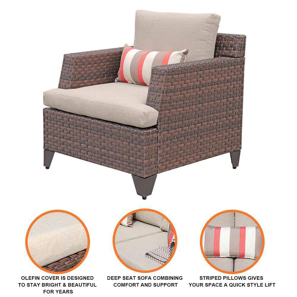 Freestyle SUNSITT 5-Piece Wicker Outdoor Bistro Set with Beige Cushion