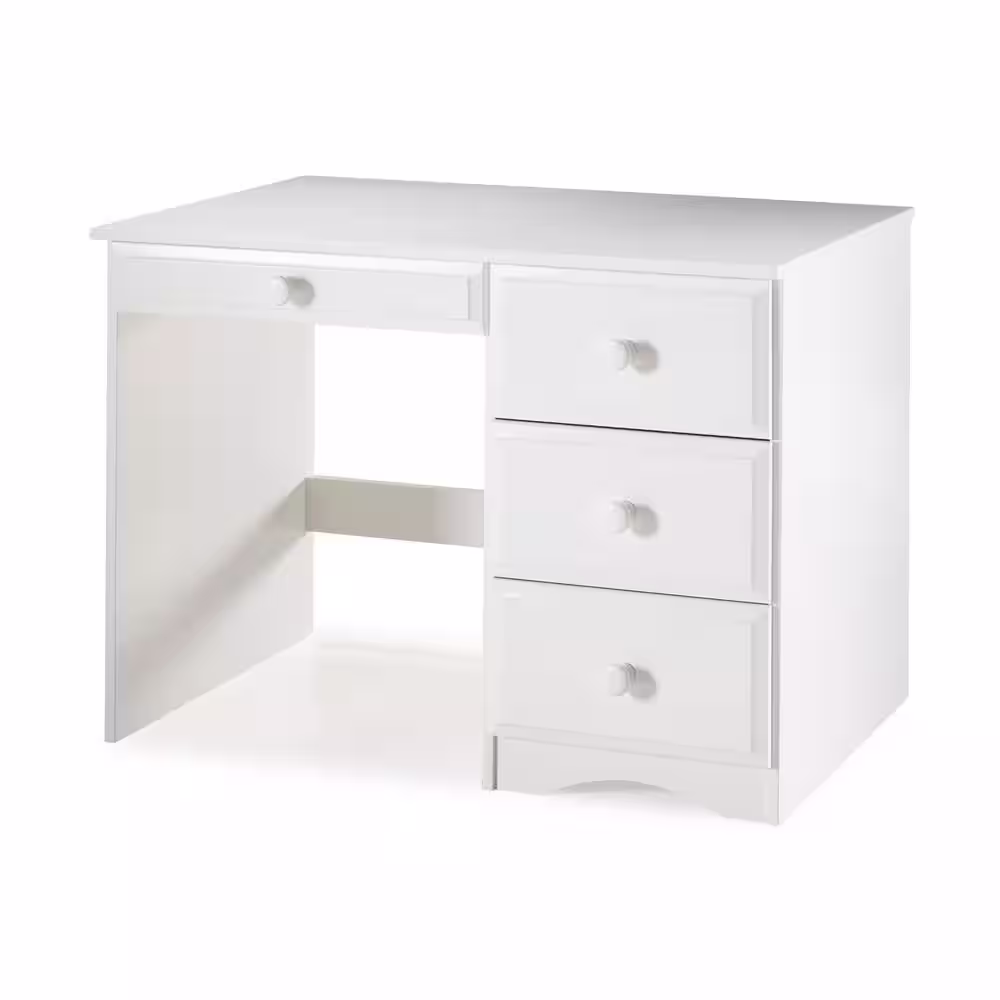 Camaflexi 44 in. Rectangular White 4 Drawer Writing Desk with Solid Wood Material