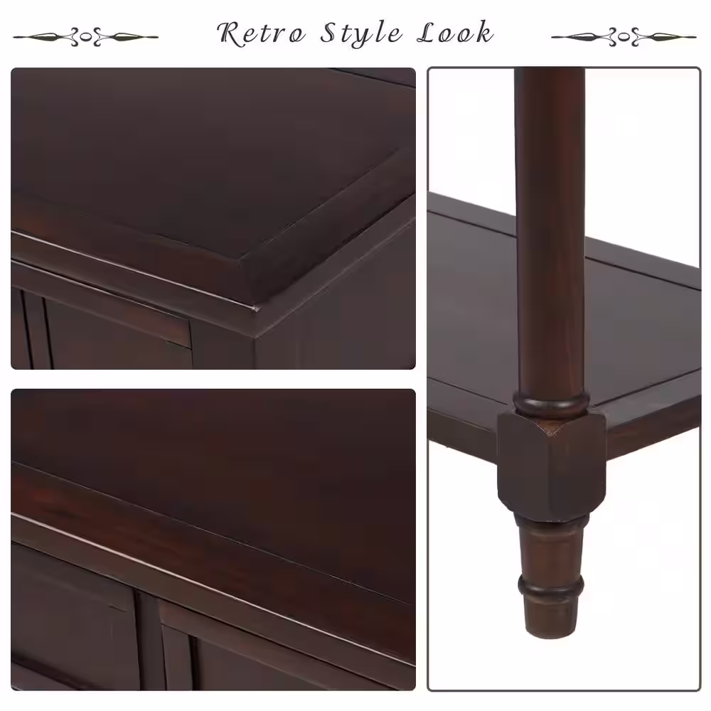 Harper & Bright Designs 36 in. Espresso Standard Rectangle Wood Console Table with 2-Drawers