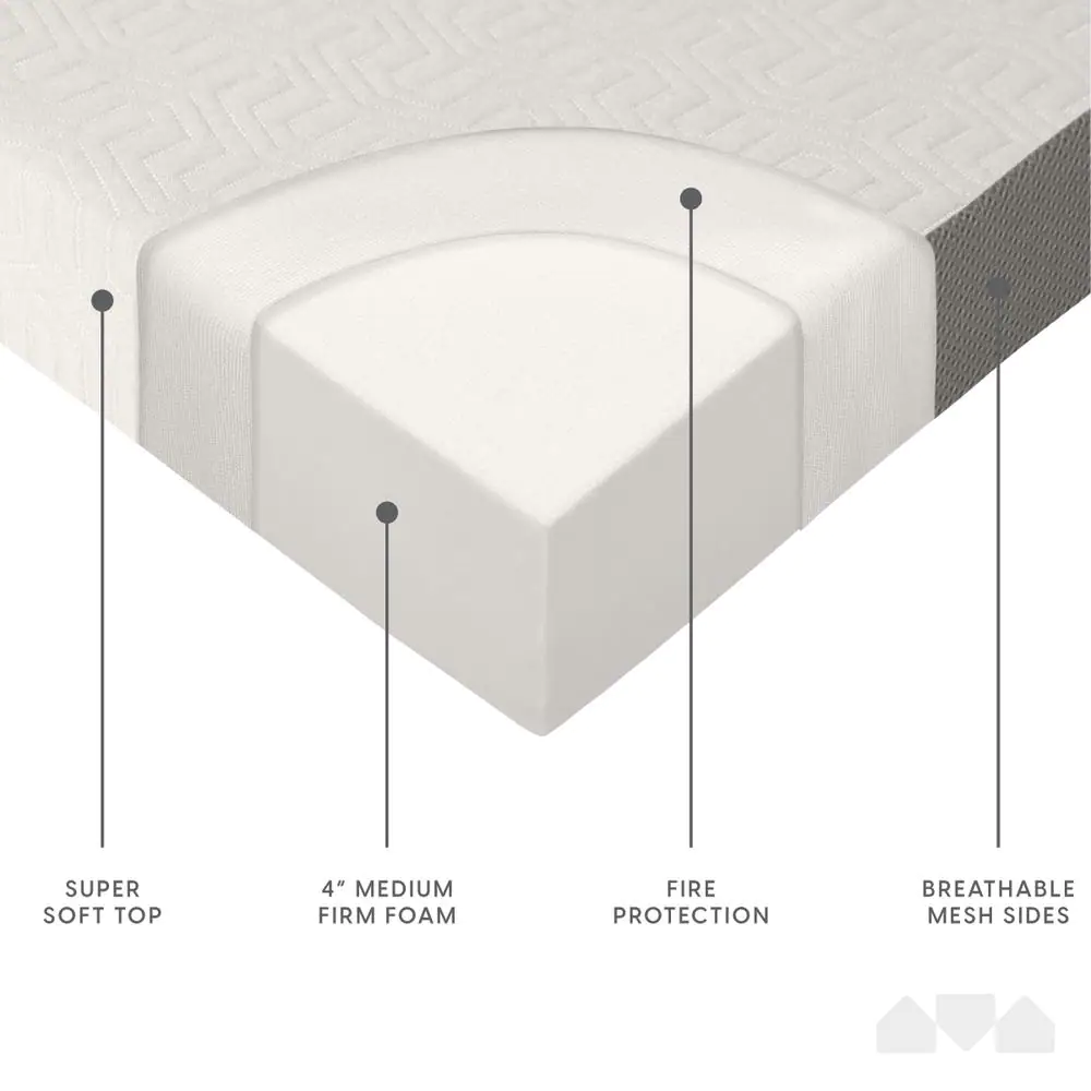 None Tri Fold 4 in. Twin Foam Firm Folding Mattress