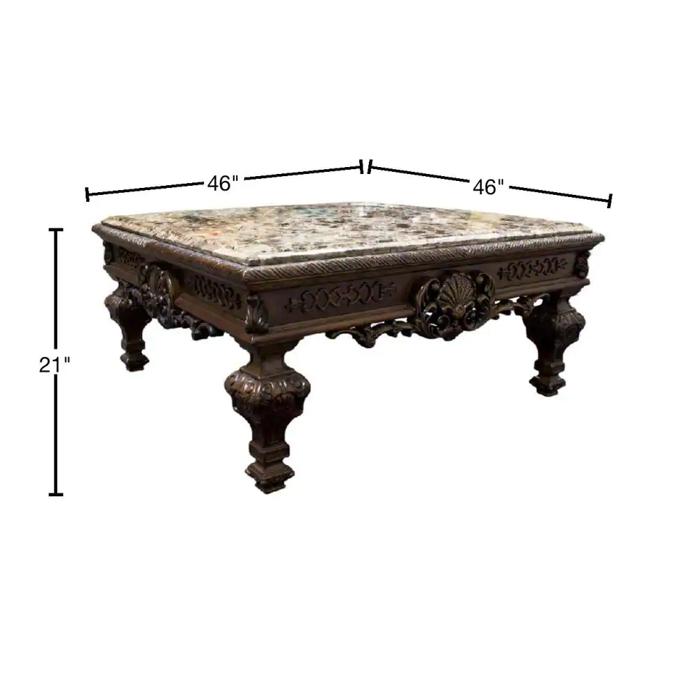 None andrew Marble-Top Square Traditional 46 in. Coffee Table Cherry