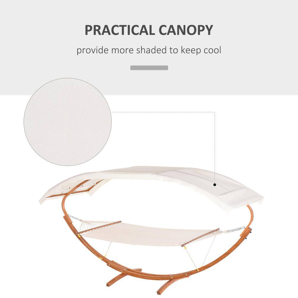 Outsunny 13 ft. Free Standing Hammock with Cotton Fabric Bed in White