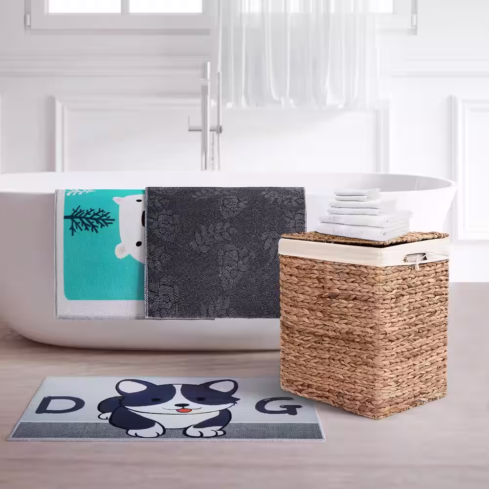 Vintiquewise Handmade Rectangular Water Hyacinth Wicker Laundry Hamper with Lid Natural, Medium