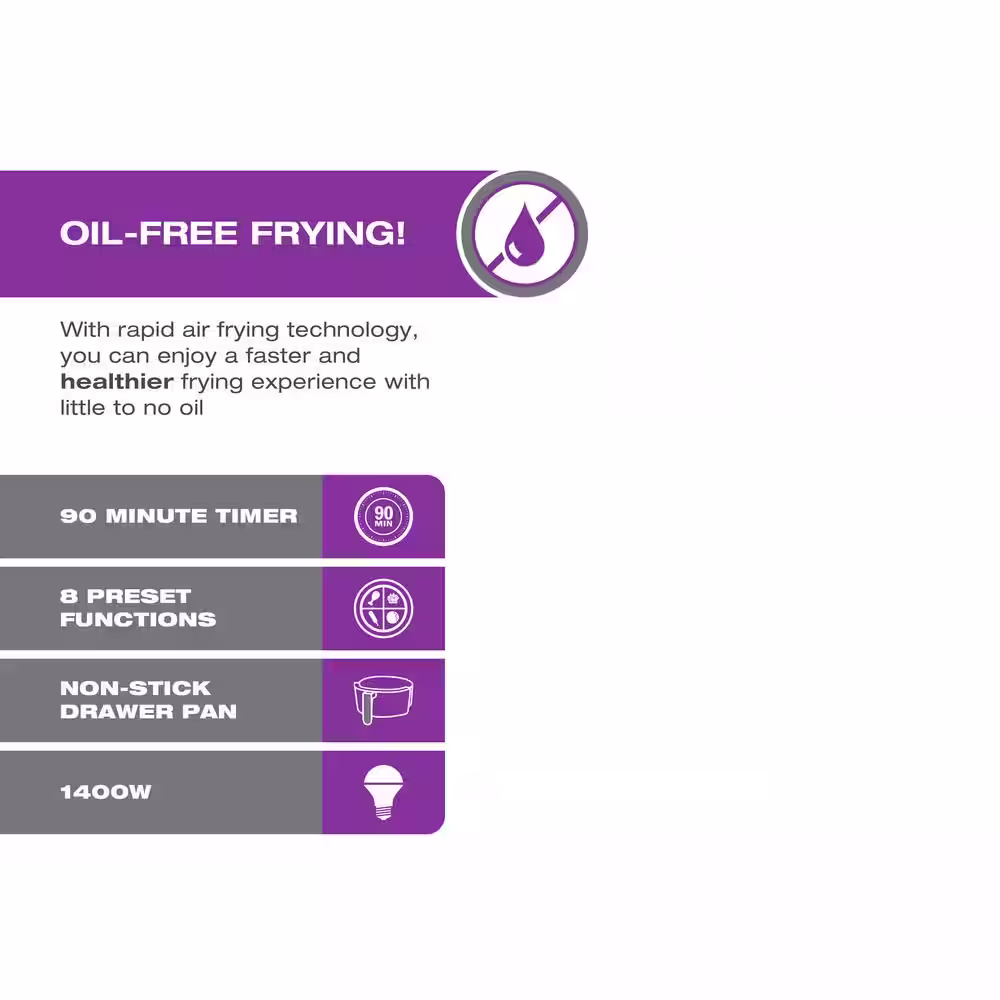 Salton 5.28 qt. Black Digital Air Fryer XL