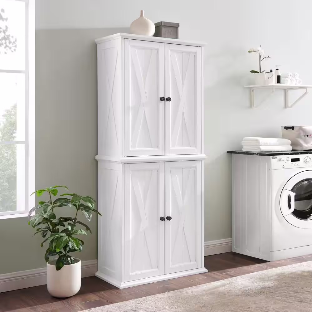 CROSLEY FURNITURE Clifton Distressed White Tall Pantry