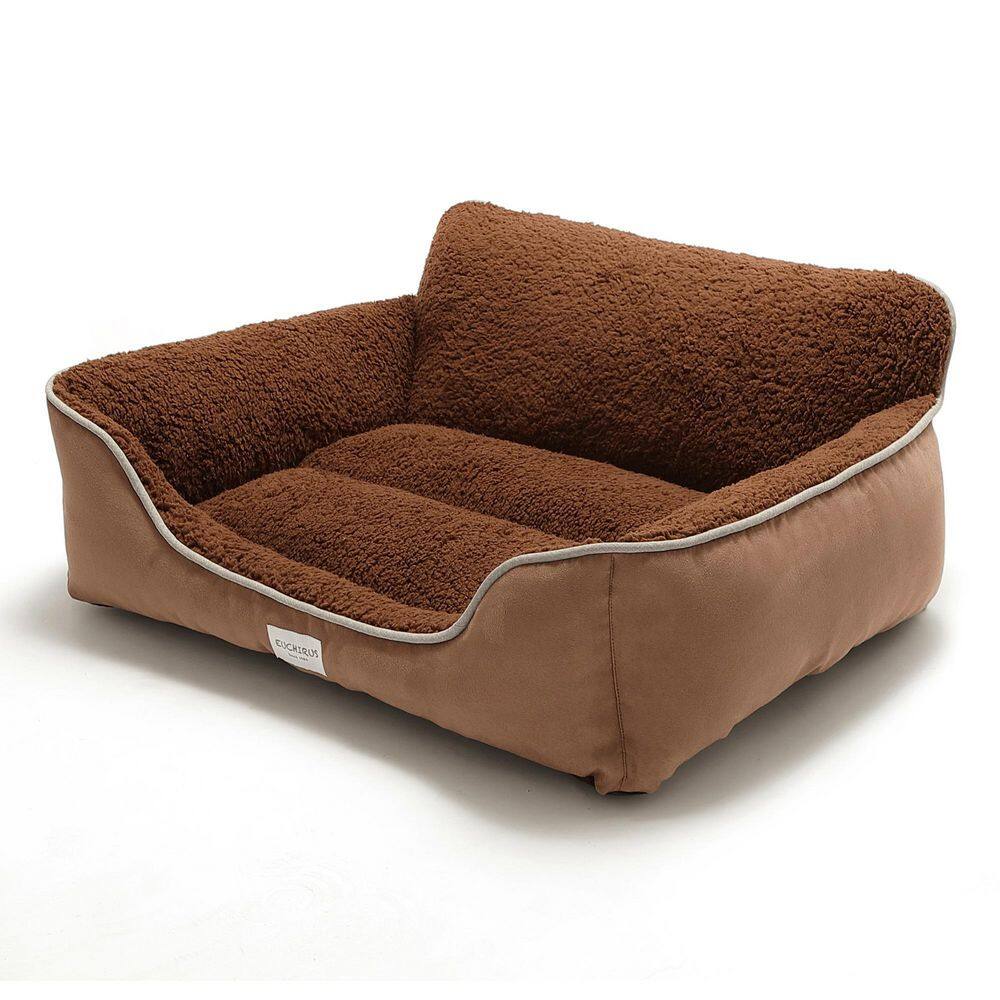 None Washable Large Brown Dog Bed With Bloster