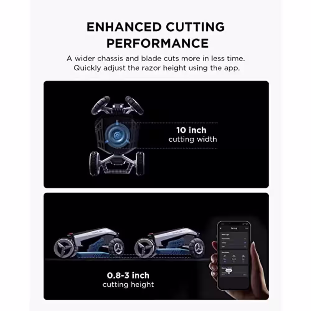 EcoFlow 10 in. Cutting Width, 298 Wh Battery Powered Electric Blade Robot Lawn Mower, Wire-Free Boundaries, Auto-Route