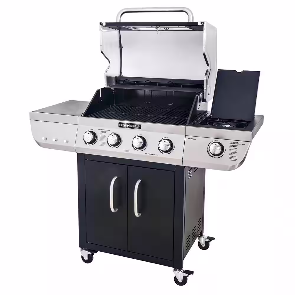 Even Embers 4-Burner Propane Gas Grill in Black