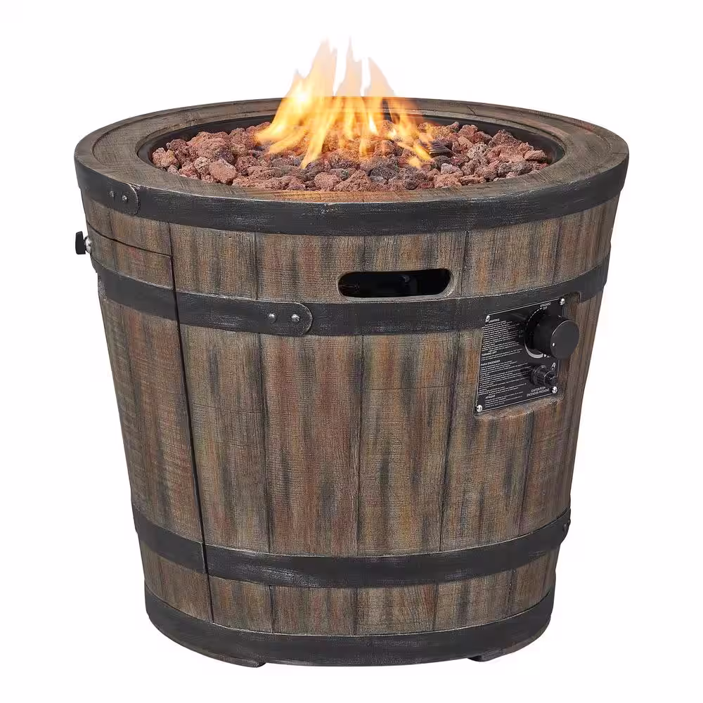 Hampton Bay 27 in. W x 24 in. H Round Barrel Fire Table