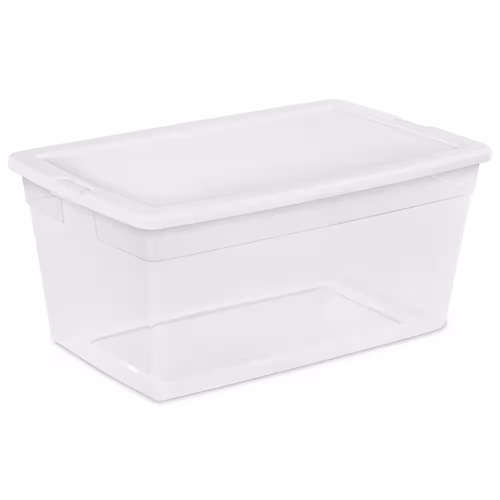 Sterilite 90-Qt. Storage Box with Clear Base and White Lid (12 Pack), 16668004