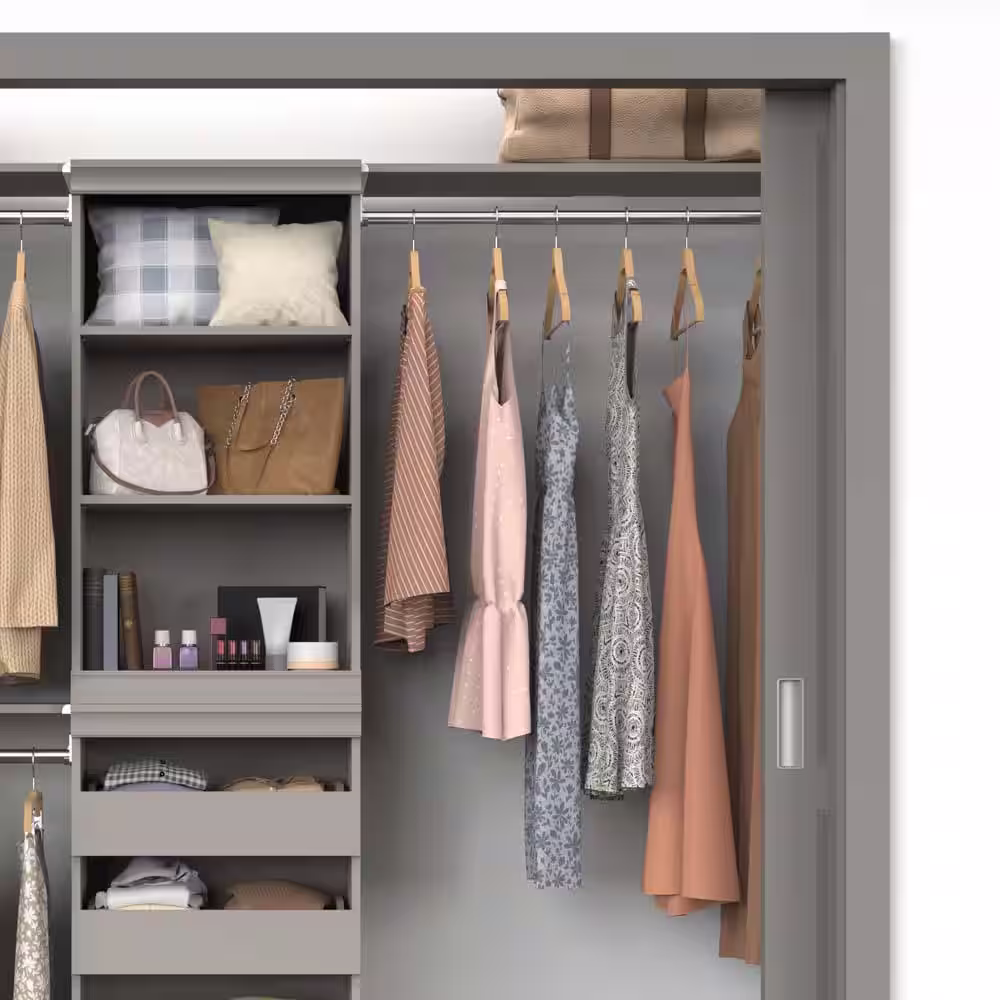ClosetMaid 36.02 in. W Smoky Taupe Modular Storage Shelf and Hang Rod Kit