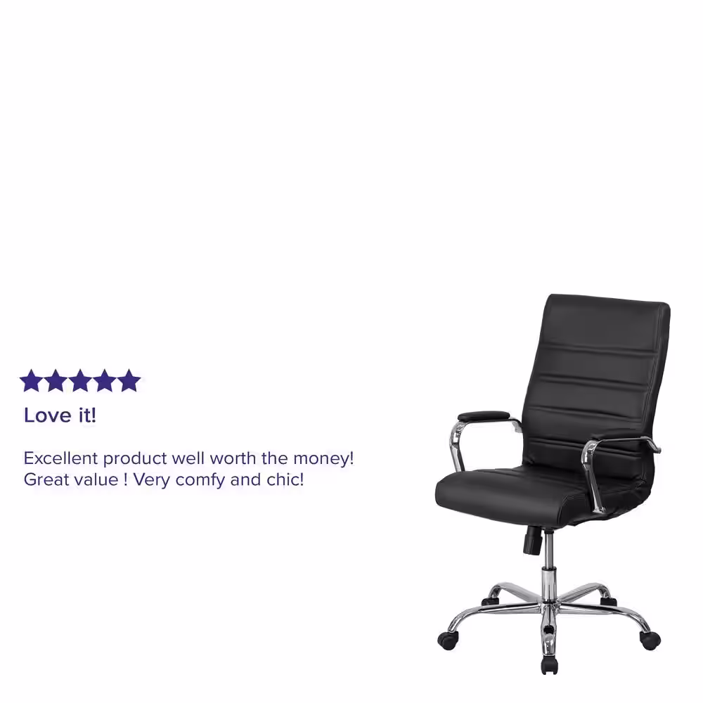Flash Furniture Faux Leather Swivel Ergonomic Office Chair in Black