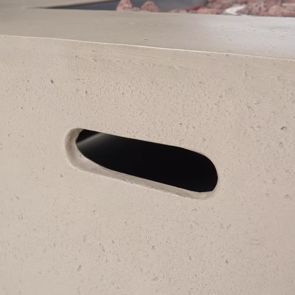 Noble House Mayfair Light Gray Square Stone Fire Pit (No Tank Holder)