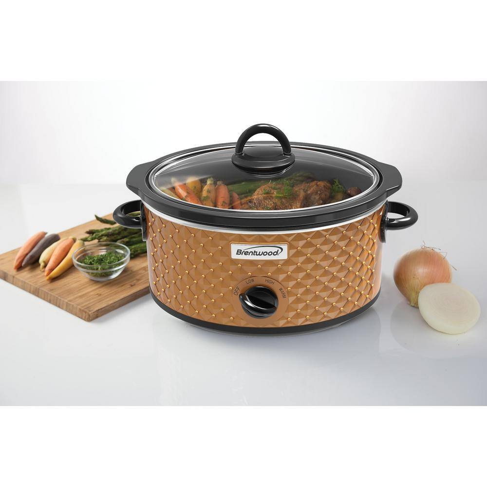 Brentwood Appliances Diamond 3.5 qt. Copper Slow Cooker with Tempered Glass Lid