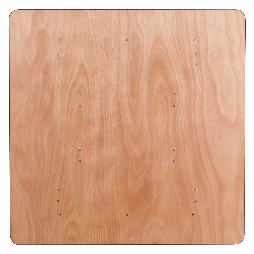 None 48 in. Natural Wood Tabletop Metal Frame Folding Table