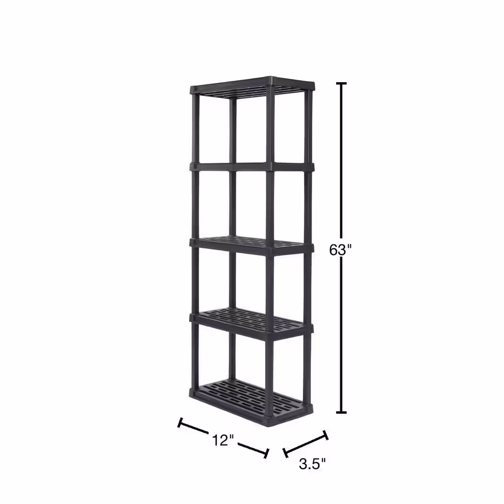 IRIS Plastic Rack Shelf with 5-Medium Shelves, Black