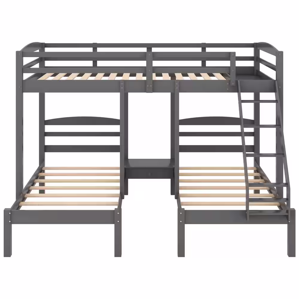 Harper & Bright Designs Full Over Twin Wood Triple Bunk Bed