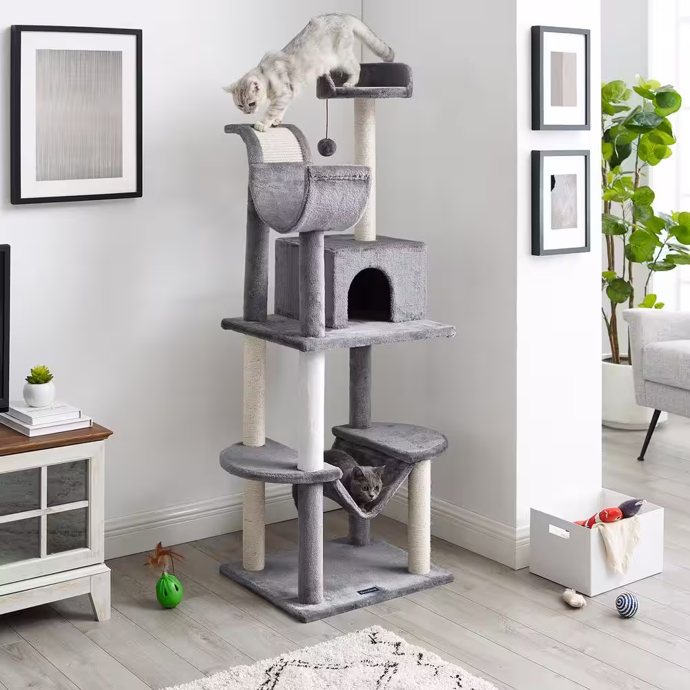 Sam's Pets Submarine 60 in. Gray Hard Box Cat Tree
