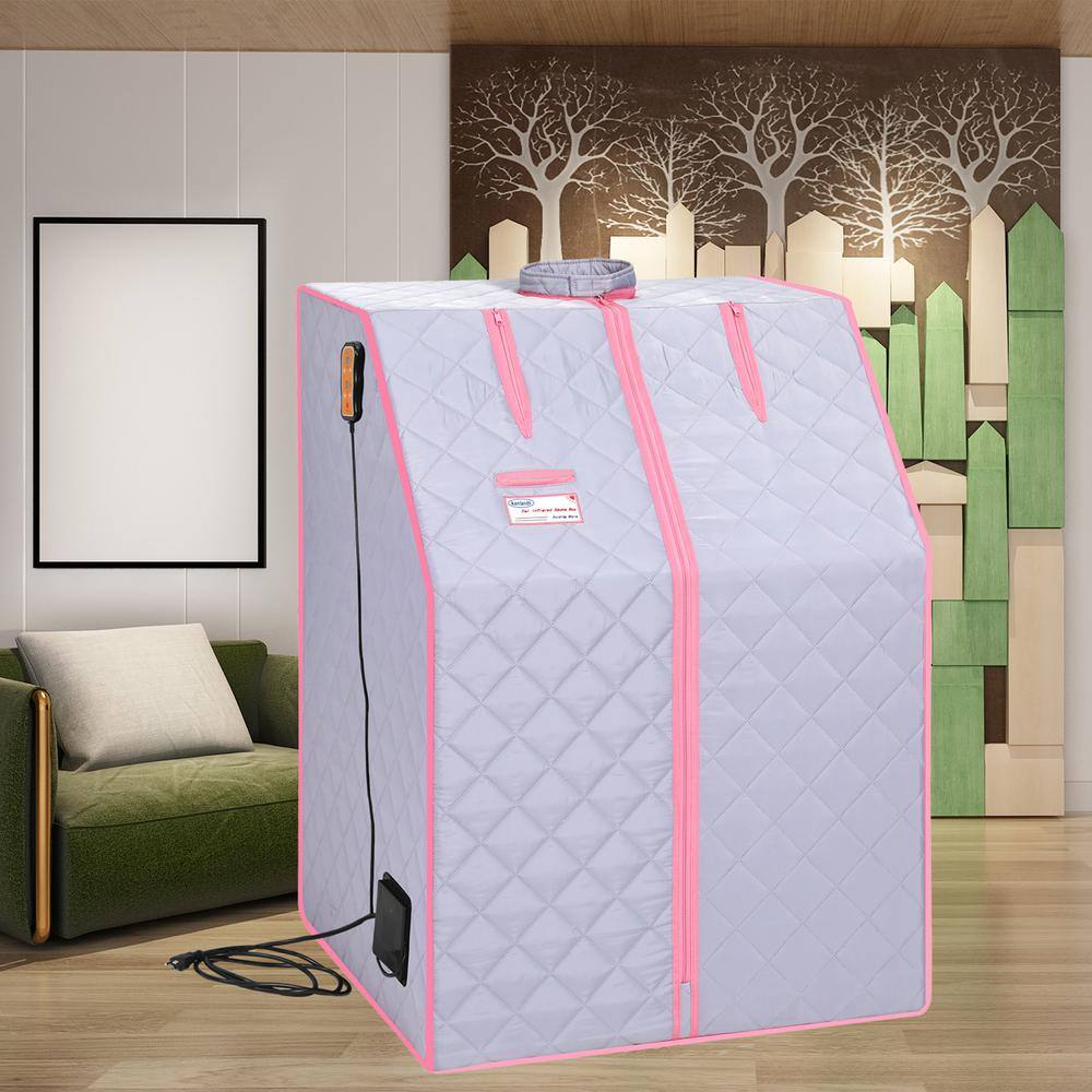 None Grey 1-Person Carbon FAR Infrared Sauna with 3 Panels and Foldable Chair, Foot Padan and Remote