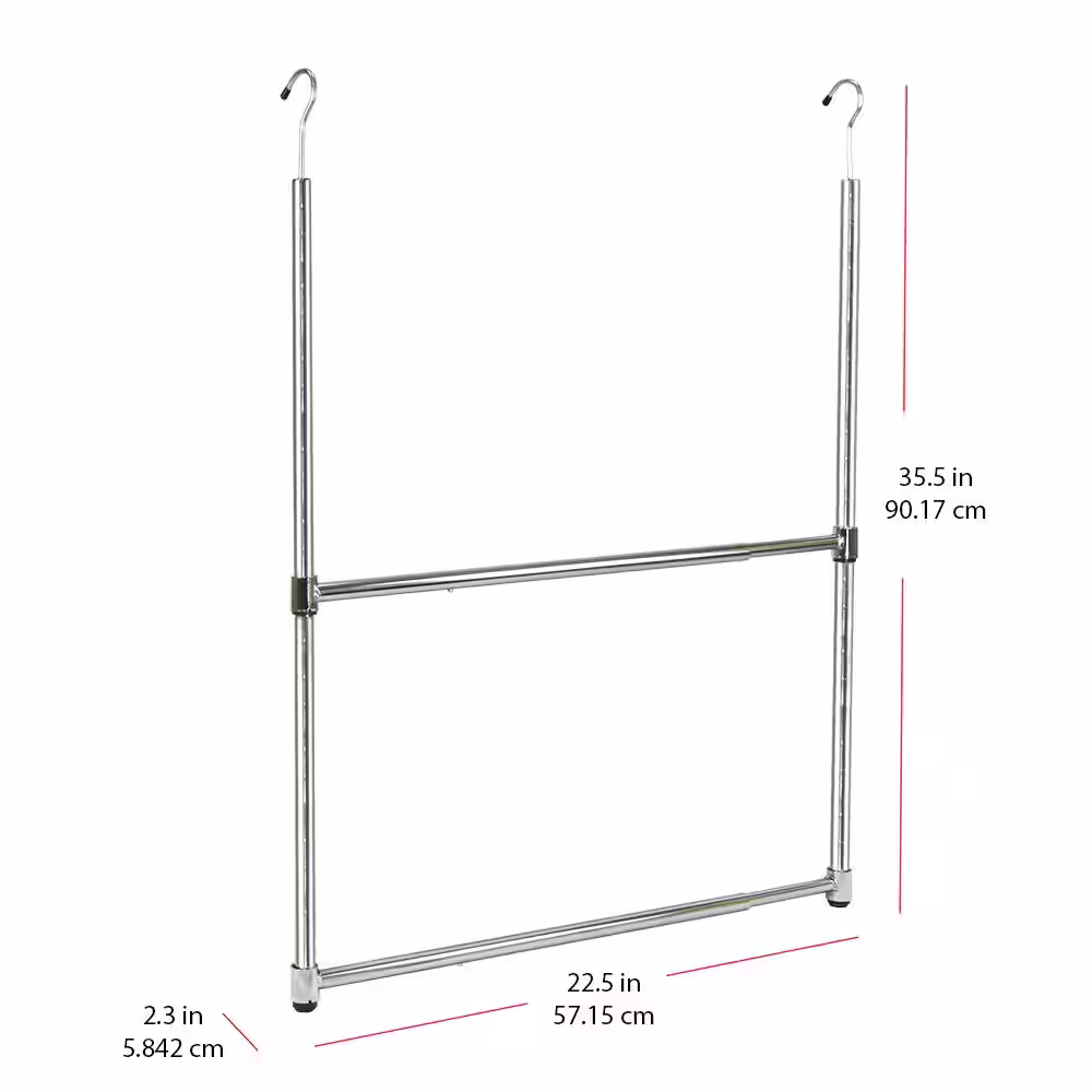 Oceanstar 22.5 in. 2-Tier Metal Portable Adjustable Closet Hanger Rod in Chrome