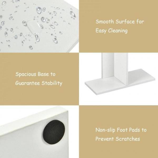 None White Rolling 7-Tier Wood Shelving Unit (20 in. W x 55.5 in. H x 8 in. D)