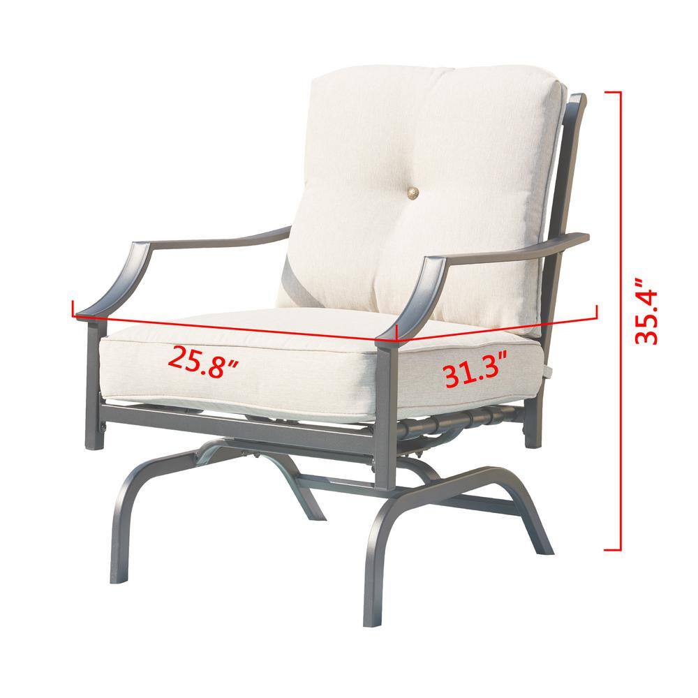 TOP HOME SPACE 4-Piece Metal Patio Conversation Set with Beige Cushions