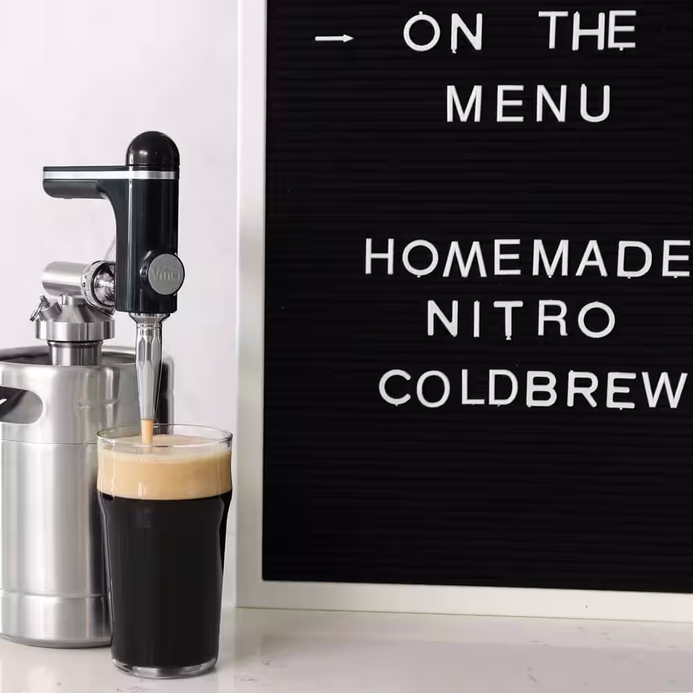 None Nitro Cold Brew 4-Cup Stainless Steel Nitrogen Infusion Coffee Keg System Home Easy Dispensing System Incl Drip Mat