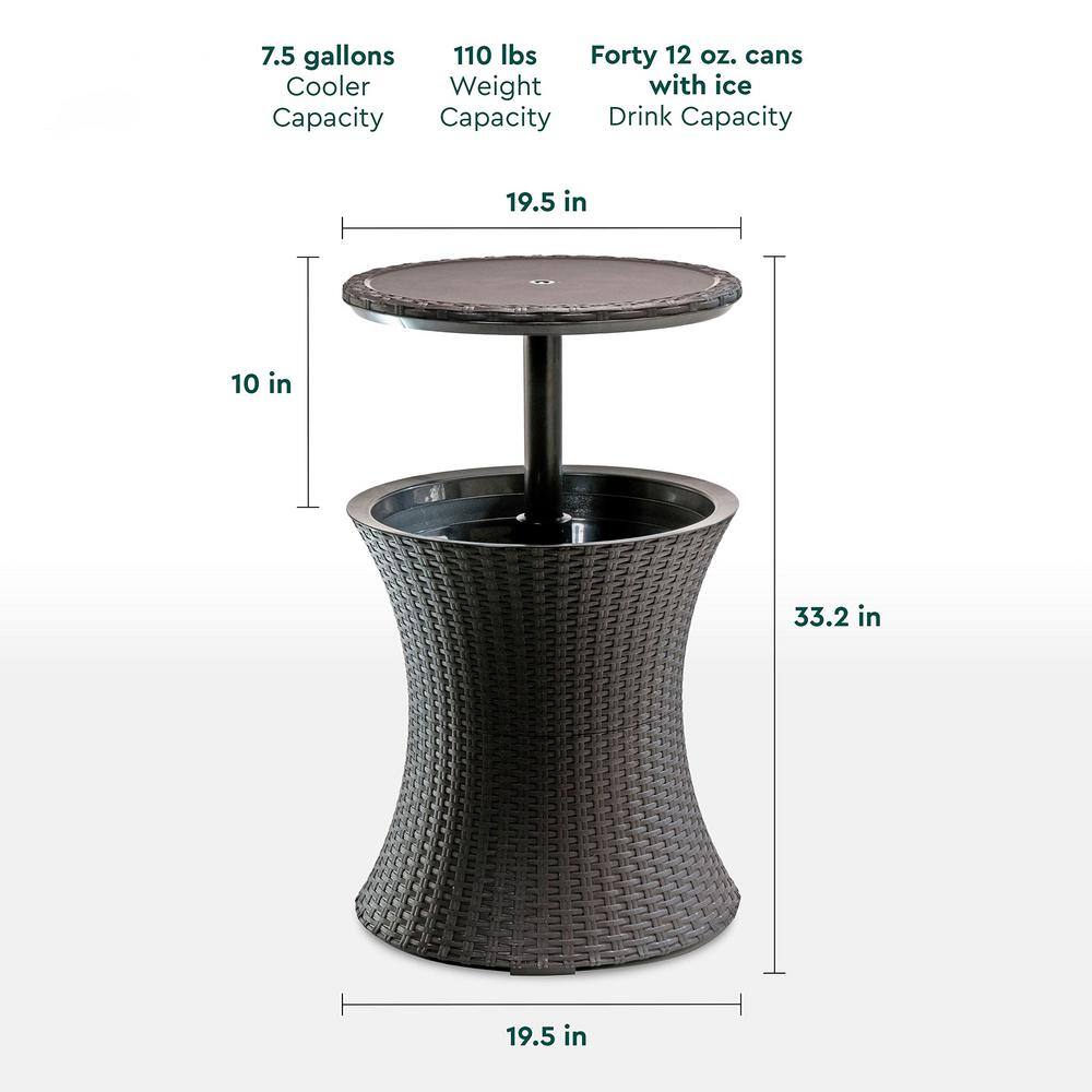 None Pacific Cool Bar Outdoor Patio Furniture and Hot Tub Side Table with 7 .5 Gallon Beer and Wine Cooler