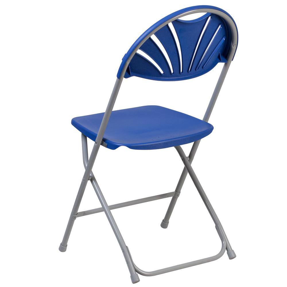 Carnegy Avenue Blue Plastic Seat with Metal Frame Folding Chair (Set of 2)