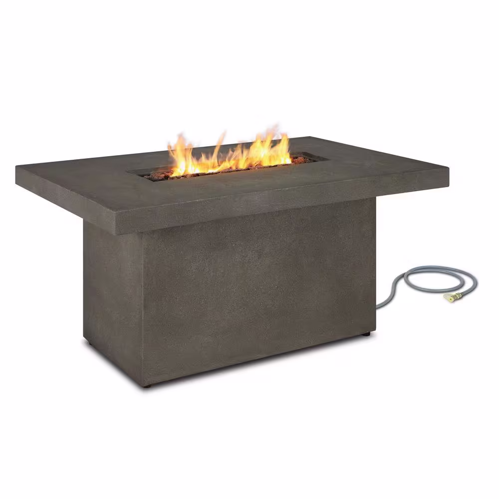 Real Flame Ventura 50 in. x 24 in. Rectangle MGO Propane Fire Pit in Glacier Gray with Natural Gas Conversion Kit