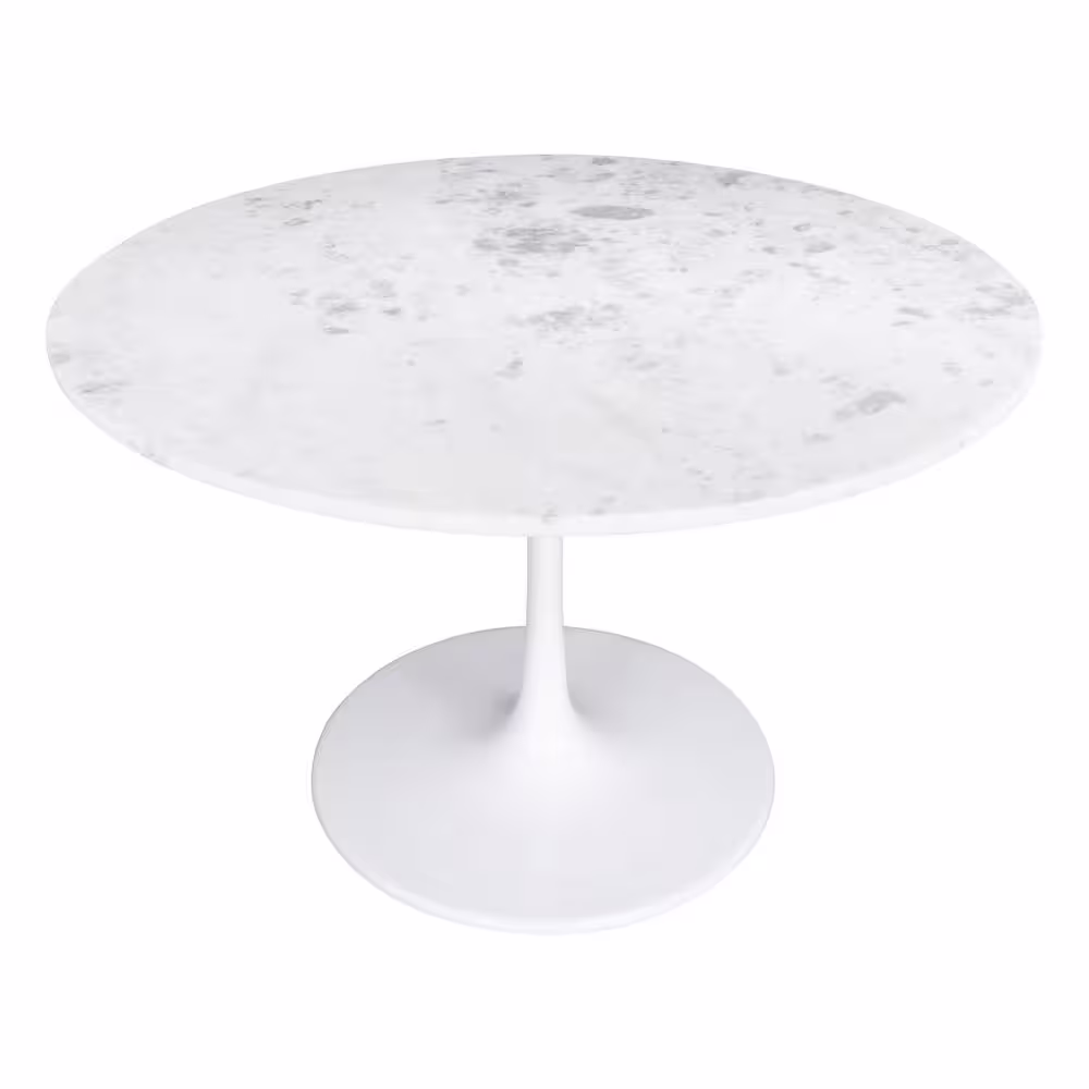 ZUO Phoenix 47.2 in. Round White Marble Top with MDF Frame Dining Table (Seats 4)