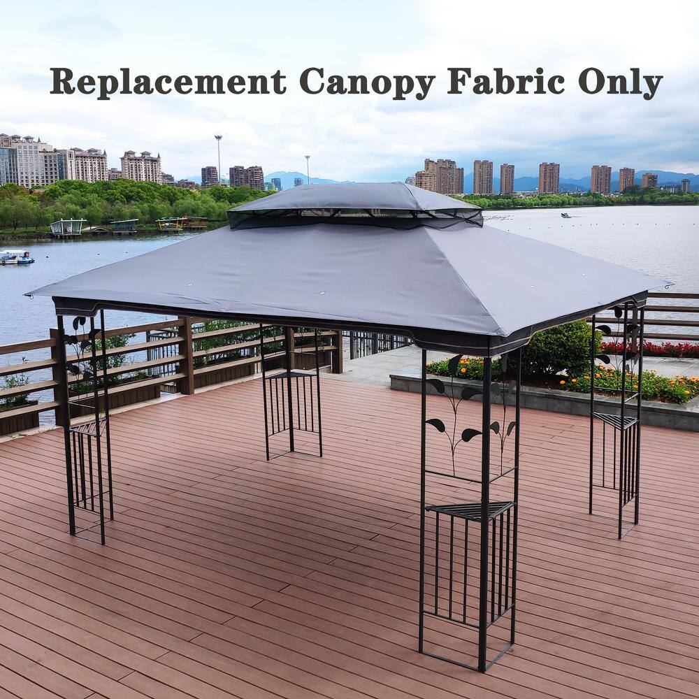 None 13 ft. x 10 ft. Patio Double Roof Gazebo Gray Replacement Canopy