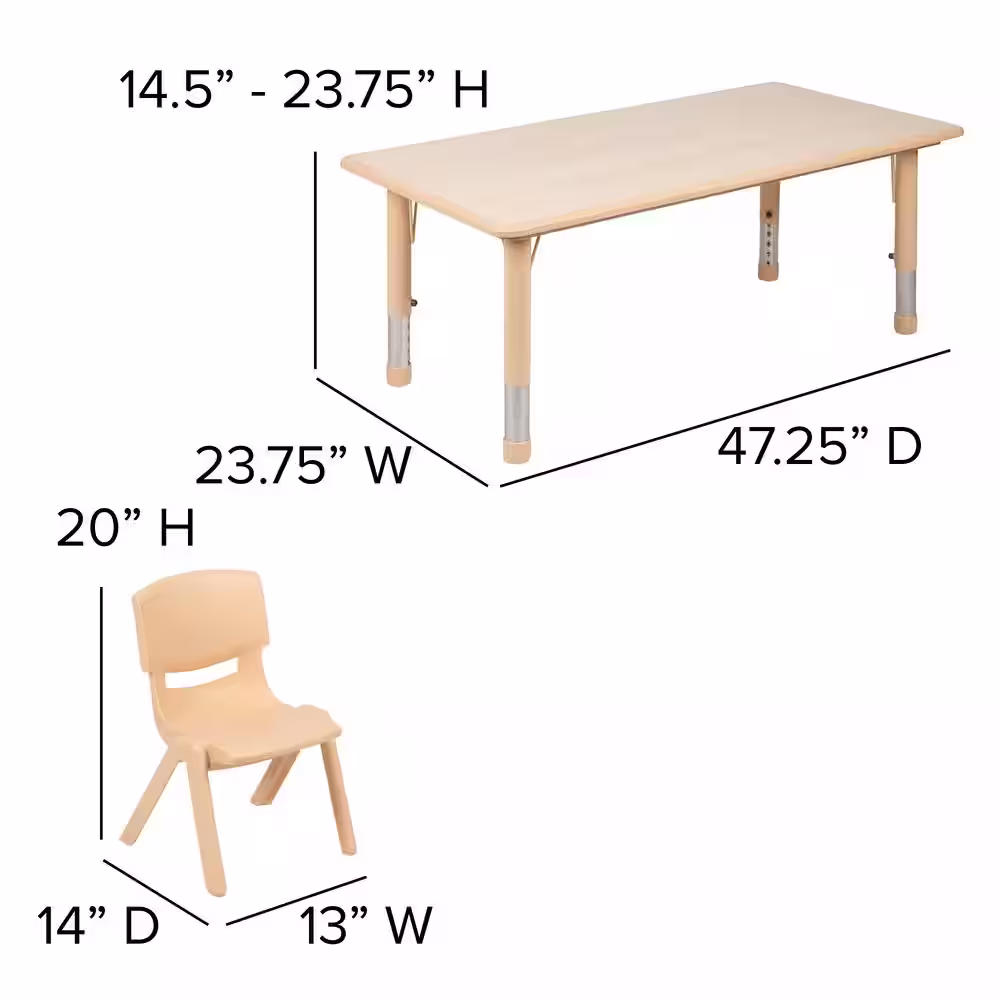 Carnegy Avenue Natural Kids' Table and Chair Set