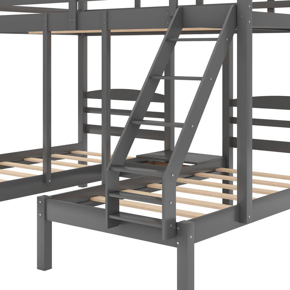 Qualler Gray Full Over Twin Triple Bunk Bed