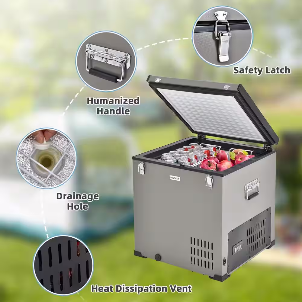 None 68 QT Car Refrigerator Portable Electric Compressor Chest Cooler