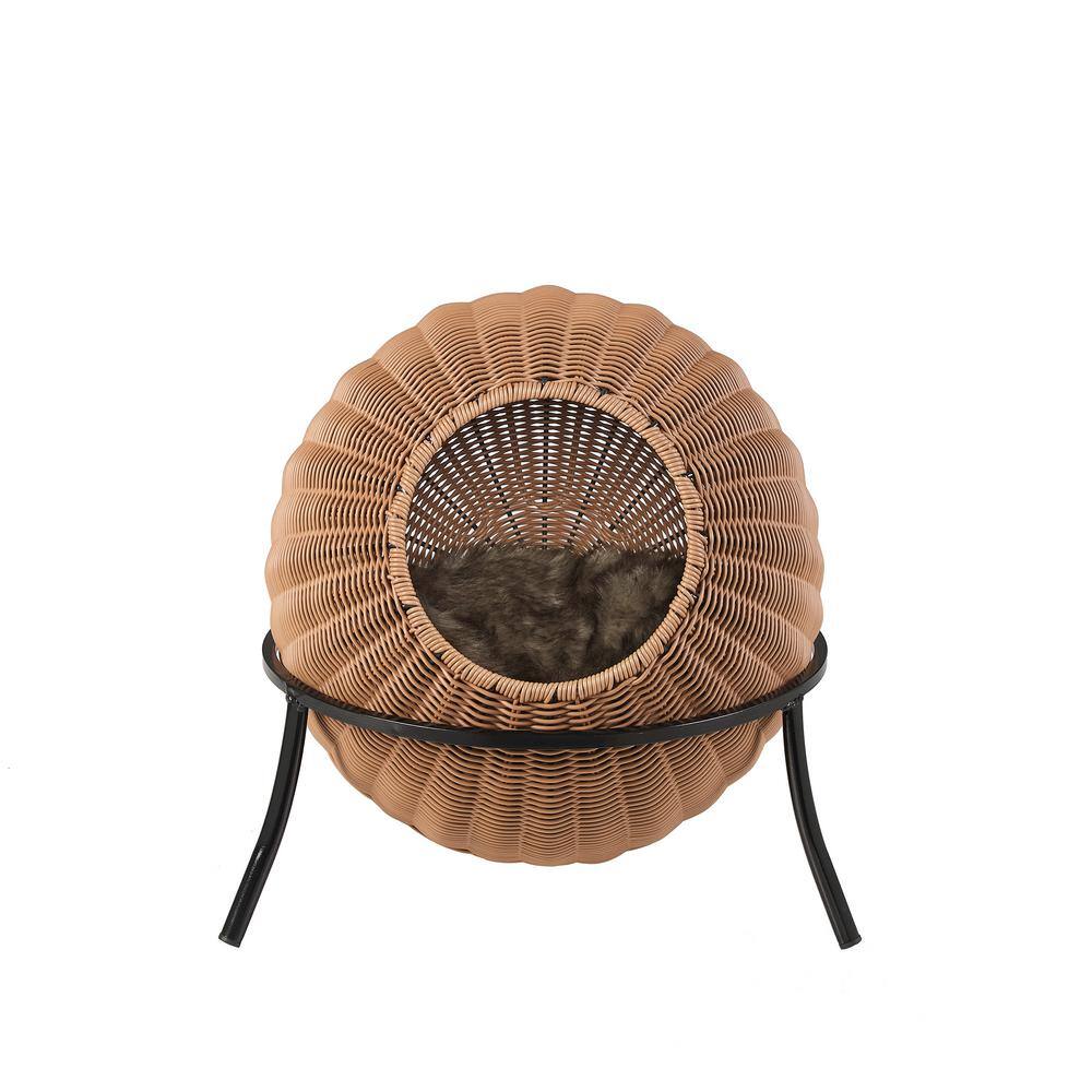 None Nala Medium Brown Wicker Cat Condo Bed