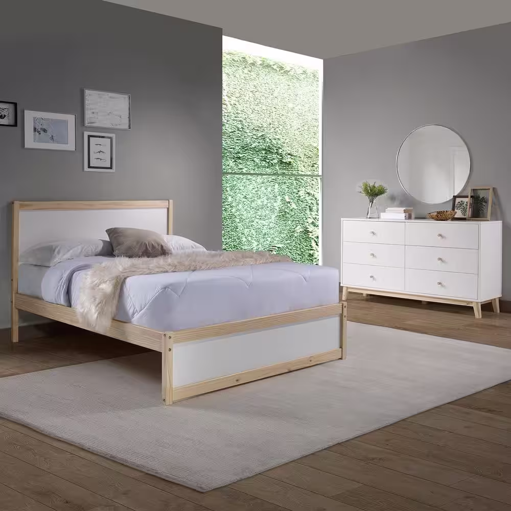 Alaterre Furniture MOD 60 in. W 6-Drawer White Double Dresser 34 in. H x 60 in. W x 17.5 in. D