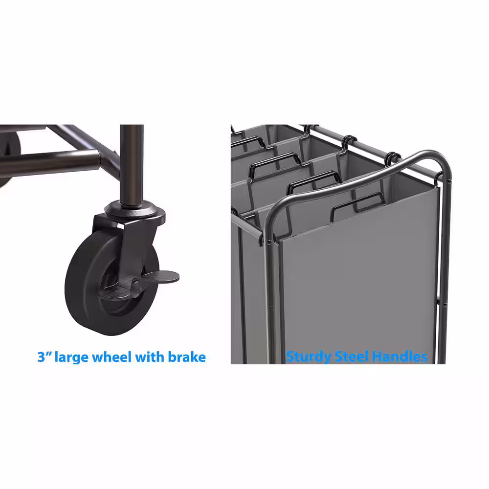 None 32.3 in. W x 17.5 in. D x 33 in. H Fabric Laundry Basket Hamper with Wheels Dark Gray